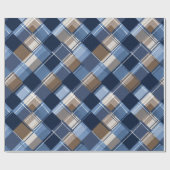 Blauw & Bruin Vaderdagpatroon Cadeaupapier (Vlak)