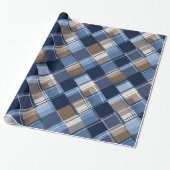 Blauw & Bruin Vaderdagpatroon Cadeaupapier (Uitgerold)