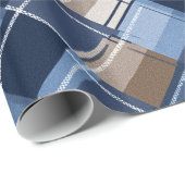 Blauw & Bruin Vaderdagpatroon Cadeaupapier (Rol Hoek)