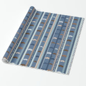 Blauw & Bruin Vaderdagpatroon Cadeaupapier (Uitgerold)