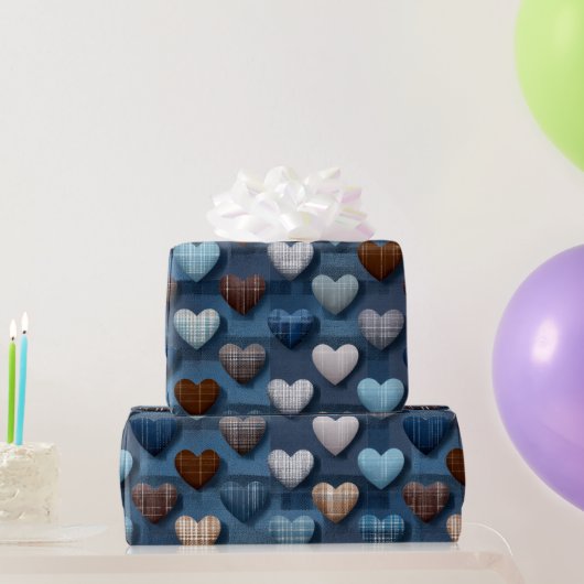 Blauw & Bruin Vaderdagpatroon Cadeaupapier (Feestgeschenken)