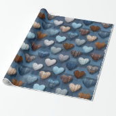 Blauw & Bruin Vaderdagpatroon Cadeaupapier (Uitgerold)