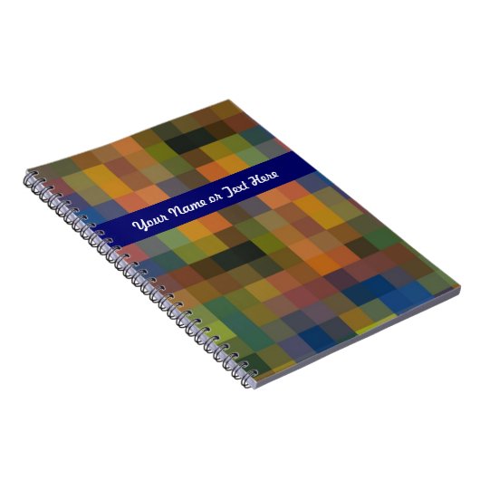 Blauw Bruin Vierkanten Spiraalvormig Notitieboek (Rechterzijde)