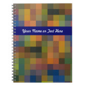 Blauw Bruin Vierkanten Spiraalvormig Notitieboek (Voorkant)