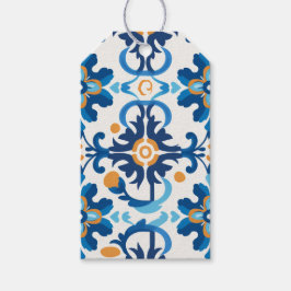 Blauw & bruin Wenskaart Cadeaulabel