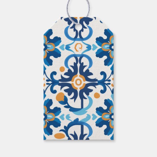 Blauw & bruin Wenskaart Cadeaulabel (Voorkant)