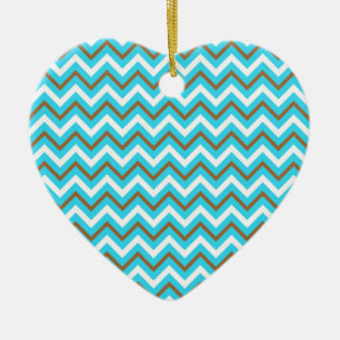 Blauw bruin Zig Zag Lines Geometrische Zee Waves Keramisch Ornament
