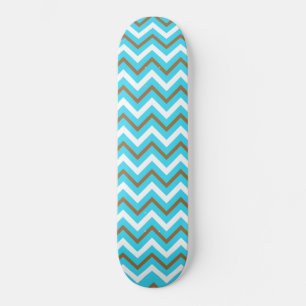 Blauw bruin Zig Zag Lines Geometrische Zee Waves Persoonlijk Skateboard