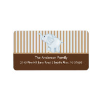 Blauw & Bruin Zoete Baby Olifant Adreslabel