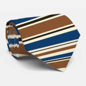 Blauw/bruin/zwart/crèmestripper Stropdas (Opgerold)
