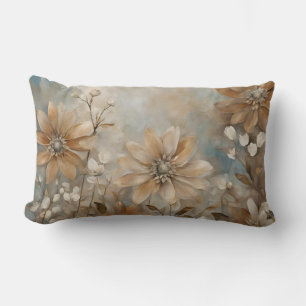 Blauw Bruine Beige Boerderij Bloemenkussen Kussen