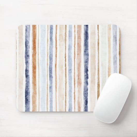 Blauw Bruine Crème Strepen Muismat (Met muis)