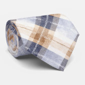 Blauw Bruine Crème Strepen Stropdas (Opgerold)