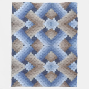 Blauw Bruine Geometrische Sherpa Worp Fleece Deken