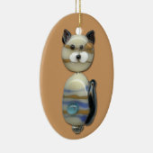 Blauw bruine glazen krat keramisch ornament (Rechts)