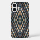 Blauw & Bruine Houten Balken Foto Perspectief Patr Case-Mate iPhone Case (Achterkant)
