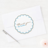 Blauw Bruine Scallop Dank u Stickers (Envelop)