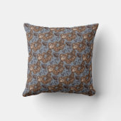 Blauw bruine tonnen met gemottled Abstract modern Kussen (Achterkant)