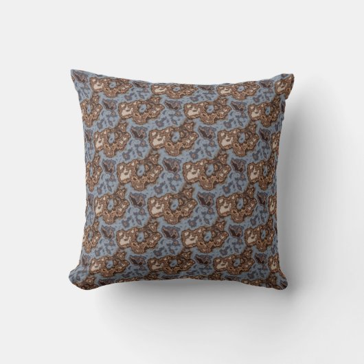 Blauw bruine tonnen met gemottled Abstract modern Kussen (Voorkant)
