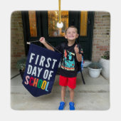 Blauw & bruine vaalbak Staafjes Foto Ornament (Achterkant)