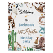 Blauw Bruine Western Eerste Rodeo 1e Verjaardag Bo Perfect Poster (Voorkant)