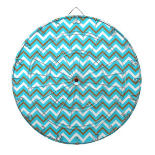 Blauw Bruine Witte Zig Zag Lijnen Geometrische Zee Dartbord
