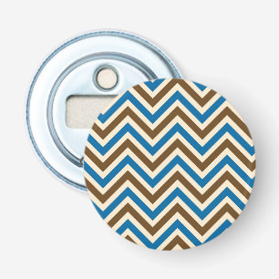 Blauw Bruine Zigzag Geometrische Landelijke Cowboy Button Flesopener