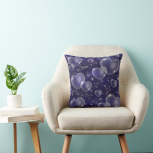 Blauw Bubbel Hartjes Cute Meisjesachtig Kussen