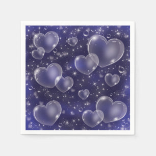 Blauw Bubbel Hartjes Cute Meisjesachtige 90's Stij Servet