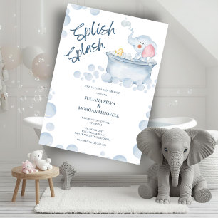 Blauw Bubbelbad Dieren Baby Shower Kaart