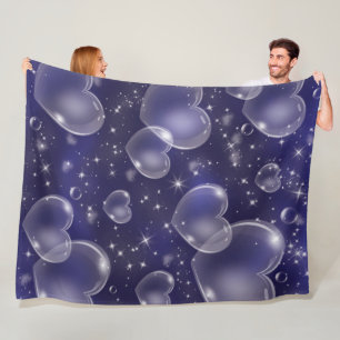 Blauw Bubbelhart Cute Meisjesachtige 90'er Stijl Fleece Deken