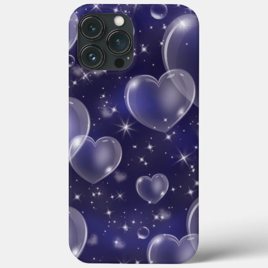 Blauw Bubbelhartjes Cute Meisjesachtige 90's Stijl Case-Mate iPhone Case (Achterkant)