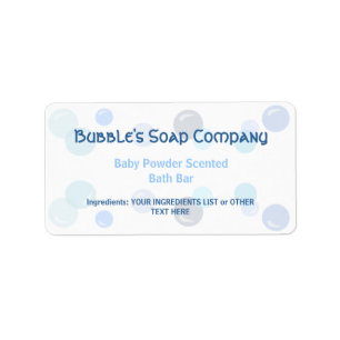 Blauw bubbelspatroon op wit zeeplabel etiket