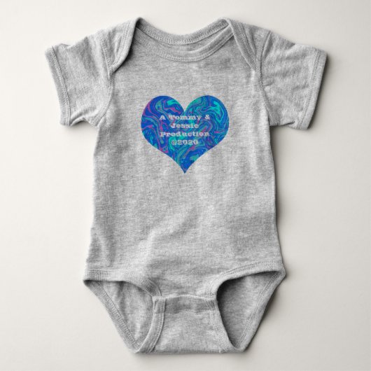 Blauw bubblegum abstract ontwerp hartvorm romper (Voorkant)