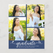 Blauw budgetAfstuderen 4 Uitnodiging voor fotoscri (Voorkant)