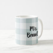 Blauw Buffalo Check Mevr. Monogram Koffiemok (Voorkant rechts)