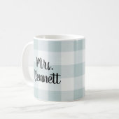 Blauw Buffalo Check Mevr. Monogram Koffiemok (Voorkant links)