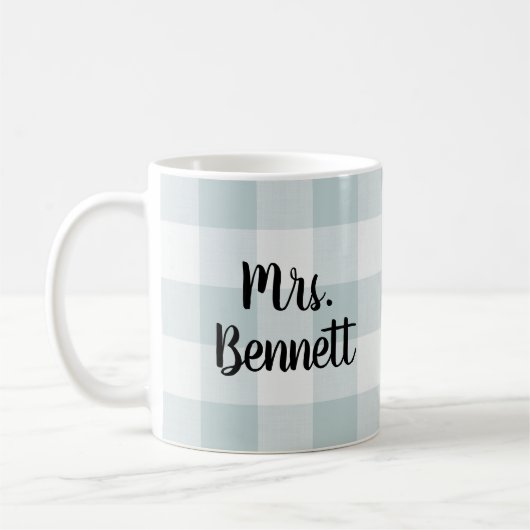 Blauw Buffalo Check Mevr. Monogram Koffiemok (Links)