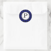Blauw Buffalo Check Retouradreslabel Ronde Sticker (Tas)