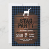 Blauw Buffalo geruit & Houten Jachtfeest Kaart (Voorkant)