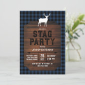Blauw Buffalo geruit & Houten Jachtfeest Kaart (Staand voorkant)