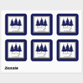 Blauw Buffalo geruite dennenbomen Persoonlijk Vierkante Sticker (Vel)