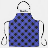 Blauw Buffalo geruite gepersonaliseerde kerstkeuke Schort (Voorkant)