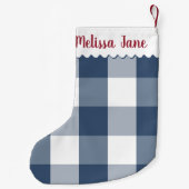 Blauw Buffalo geruite monogram Kleine Kerstsok (Achterkant)