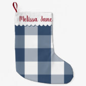 Blauw Buffalo geruite monogram Kleine Kerstsok (Voorkant)