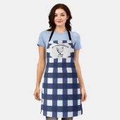 Blauw Buffalo Plaid Boerderij Kip Schort (Gedragen)