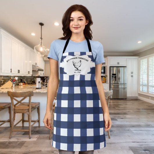 Blauw Buffalo Plaid Boerderij Kip Schort