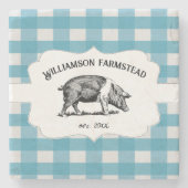 Blauw buffel Boerderij Varkensteen Onderzetter (Voorkant)
