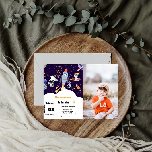 Blauw Buitenruimte astronaut jongen verjaardag Kaart