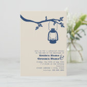 Blauw buitenshuis / Camping Rehearsal Dinner Invit Kaart (Staand voorkant)